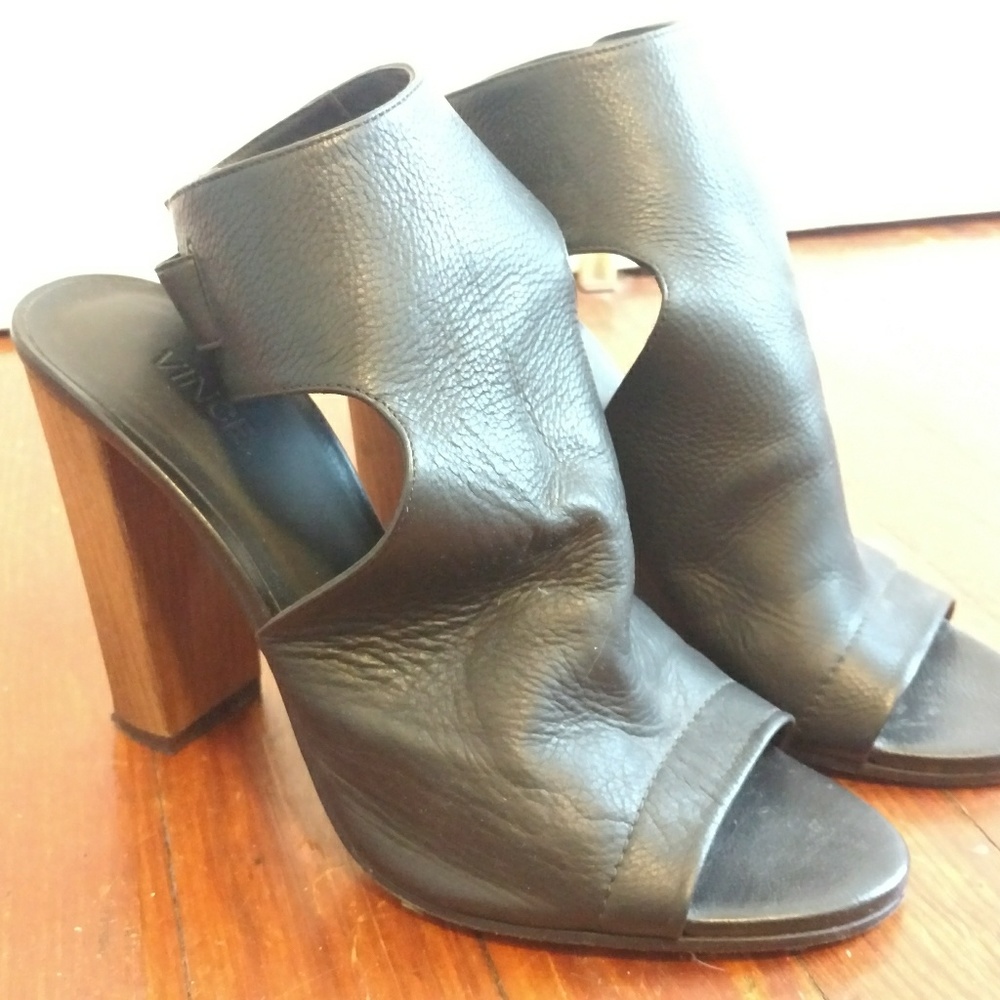 Vince Black Leather Heel